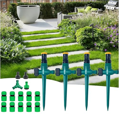 4 Pcs Arroseur Jardin,Arroseur de Pelouse Réglable 90 °/180 °/360 ° | Arrosage Automatique pour Jardin avec raccord de tuyau 1/2 et Y, Asperseur Arrosage pour Pelouse Plantes Légumes Fleurs Cour