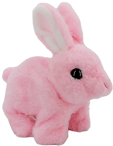 Bunny Plysch - Stuffed Bunny Interactive Plysch Figurer Leksaker, Avancerad Simulering Hopping | Realistisk kanin elektroniskt husdjur för pojkar, flickor, hoppande, ryckningar, vickande öron | 6,3x3