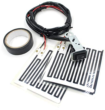 QAZAKY Universal Motorcycle Motorbike ATV Motor Bike Heated Grips Handlebar Heater Hand Warm Grip Inserts Pads Winter Warmer 12V With Switch Heat Thermal Cover Resistant Tape