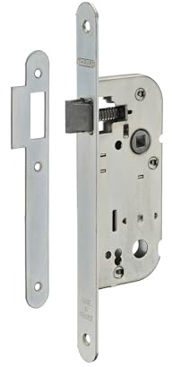THIRARD - Serrure Encastrable Bec de Cane pour Porte Intérieure - Axe 40 mm - Bouts Ronds - Coffre Acier Embouti - Têtière Acier - Demi-Tour Réversible - Gâche Plate - Carré 7 mm - Gris