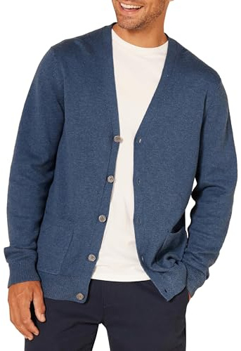 Amazon Essentials Cardigan en coton pour homme, bleu chiné, XL