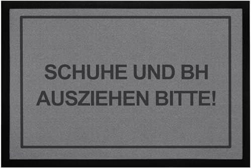 MoonWorks® Fußmatte mit Spruch Schuhe und BH ausziehen Bitte! lustig ironische Türmatte rutschfest & waschbar Schwarz 60x40cm