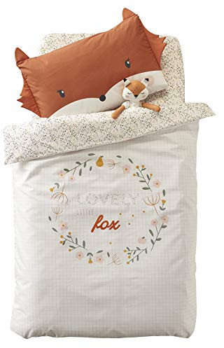 VERTBAUDET Housse de Couette bébé FLEURETTES Ecru/Multico 80X120