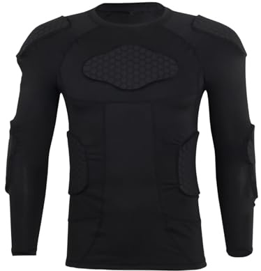 Big Boys Padded T-Shirts Long Sleeve Protective Shirt Padded Protective Gear for Football MMA Rugby Basketball Baseball Hockey Paintball Snowboard Ski Soccer Bike Cycling Parkour Volleyball XL