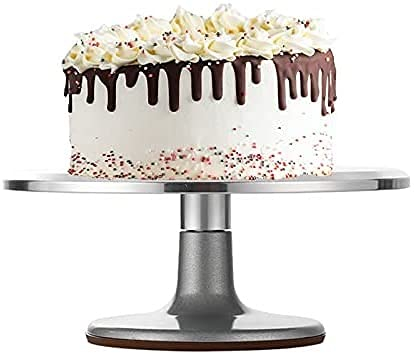 HSFS Alzata per Torte Piano Torta in Lega di Alluminio for Torta Girevole Giradischi in Lega di Torta con Superficie Non scivolata e Base in Gomma Forniture for la Cottura for Lover di cuocere Alzata