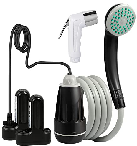 KEDSUM Douche portable, pompe de douche portable avec batterie rechargeable, douche portable pour camping, randonnée, voyage (avec pulvérisateur portatif)