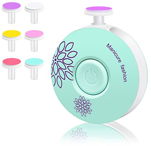 Baby-Nagelfeile, elektrische Nagelleiste, leises Design, Kinder oder Erwachsene, Baby-Nagelpflege-Maniküre-Set mit 6 Schleifköpfen (Batterien nicht im Lieferumfang enthalten)