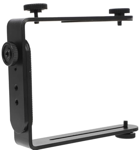 Mobestech L-Shaped Camera Bracket with 1/4 Inch Screw Dual Mount for DSLR Flash and Led Photography Lights Adjustable Detachable Holder for Studio and Outdoor Use