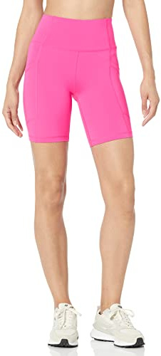 Amazon Essentials Active Sculpt High Rise 7 cykelshorts med fickor, neonrosa, X-Small