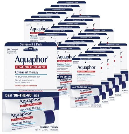 Aquaphor Healing Ointment Advanced Therapy Skin Protectant, Dry Skin Body Moisturizer, 0.35 Oz Tube, Pack of 2
