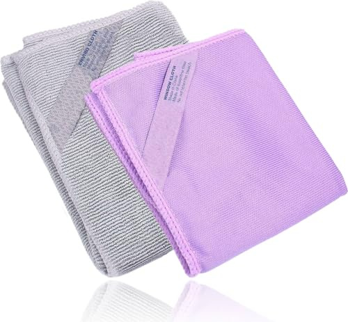 Korwex Window Cleaning Cloth (Purple) and Enviro Cloth (Grey), Basic Package Cleaning Cloth, Streaks Schatches Free. (Purple 1 Pack, Grey 1 Pack)