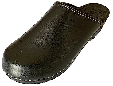 Solema Branca Leather Slip-on Womens Clogs Mules Slippers Sabot Shoes, Black, EU 41, UK 7.5