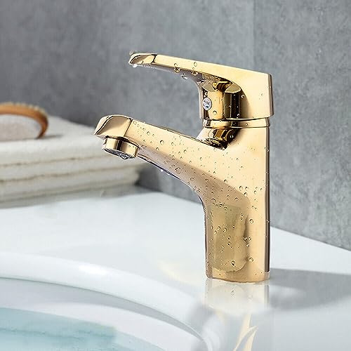 TRIEBAN Wasserhahn, Waschtisch Armatur Wasserhahn Badezimmer Waschbecken Badarmatur Einhebelmischer für Küche Bad, Gold