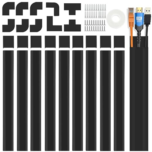 Cable Cover Wall - Large Cord Covers for Wires on Wall, 157 Inches TV Cable Hider Wall Kit, Black
