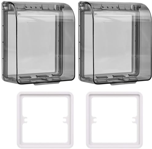 Acmerota 2 Stück wasserdichte Wandschalter-Steckdosen-Abdeckung, Spritzschutz, Box-Abdeckung, Wandschalter-Frontplatte Panel-Box kindersichere Steckdose und Stecker-Abdeckungsbox, transparent schwarz