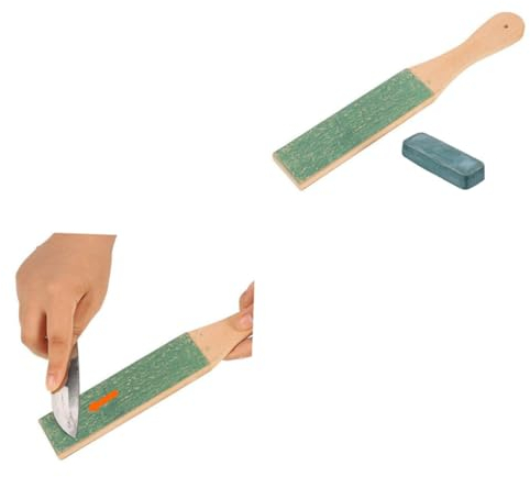 DOITOOL 2stücke Schärfer Rasiermesser Lederriemen Zweiseitig Aus Holz Und Pu Mit Griff Zum Schärfen Und Polieren Geeignet Für Rasierer Und Küchenmesser