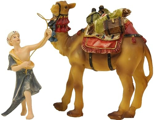FADEDA 2X JOK: Kamel mit Treiber/Höhe:8 cm/handbemalt/detailgetreue Krippen Figuren - Weihnachten Tisch Dekoration Krippe Zubehör