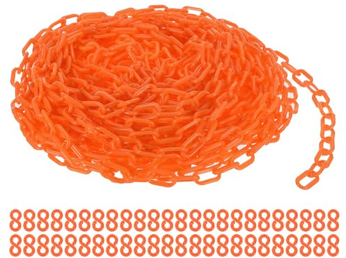 PATIKIL Plastic Chain Links, 100 Foot Safety Barrier Chain Orange for Crowd Control, Queue Line, Parking, Fence, Gate, Concert, Construction Site and Decoration