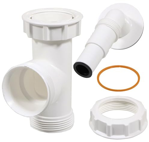 SPARES2GO Appliance Multi-Fit Waste Trap Adaptor Tee with Nozzle 40mm 1 1/2 Washing Machine Dishwasher Swivel BSP Waste Pipe Splitter Connector Tee Kit