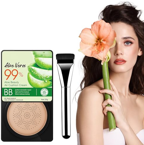 Pilz Luftkissen CC Creme, Moisturizing Concealer Mushroom Head Luftkissen, CC Cream Air Cushion, Air Cushion Foundation, für Makelloses Make up, Gleichmäßiger Hautton (Natürliche Farbe)