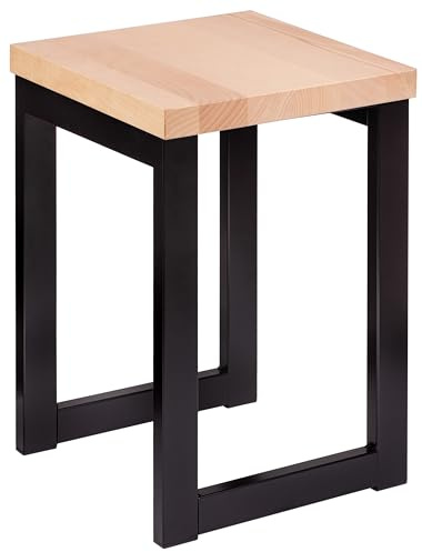 Specwood Sgabello in legno LOFT, sgabello da bar in legno, fioriera con struttura in metallo, sgabello 30x30x46 cm, sgabello da doccia moderno, sgabello da cucina, sgabelli da bar, sgabello per