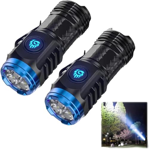 Kolarmo Three-Eyed Monster Mini Flashlight,Rechargeable LED Flashlights High Lumens.Three-Eyed Monster Mini Flash Super Power Flashlight,Slim Portable Pocket Compact Torch (Black*2)