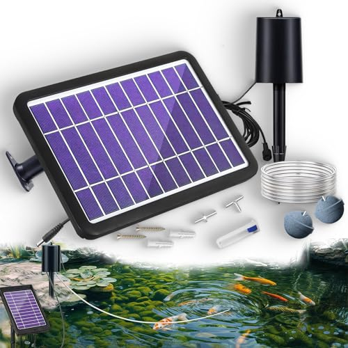 RISINGUP Pond Aerator, Solar Pond Air Pump 3 Modes for Outdoor Fish Ponds Solar Oxygenator for Pond 2 Air Stone for Stock Tank Backyard Koi Hydroponic Aquariums