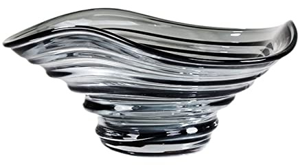 PTATT Home Glass Fruit Bto Ciotola - Ciotola Decorativa Nera Trasparente, Grande Ciotola Di Vetro Tavolo Arredamento Da Casa, Assecole Da Centro Da Tavolo Da Caffè - 2 Dim grey-M