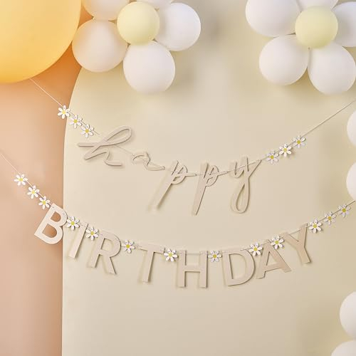 Ginger Ray Gänseblümchen Blumen 'Happy Birthday' Buchstabe Banner Fahnenschnur Girlande Hängende Dekoration 1,5 m, Pastell