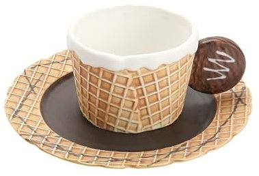 XXAD553TY Tea Cups Creative Biscuit-shaped Ceramic Household Snacks Cake Plate Afternoon Tea Set Dinner Plate Cup Exquisite Black Tea Cups Tea Cups and Saucers(Color:02,Size:A)