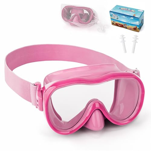 Simglasögon för barn, anti-läckage, snorkelmask med nässkydd och elastiskt tygband, UV-skydd simglasögon för pojkar och flickor