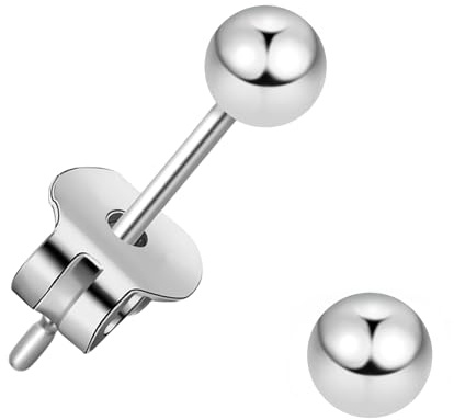 J.aey Titan Ohrringe Rund Kugel 3.4mm Stecker für Damen Mädchen Männer Medizinische Chirurgenstahl Klein Ohrstecker Damenschmuck Silber ohrringe Knorpel Jewellery Ohrringe Silber 20G