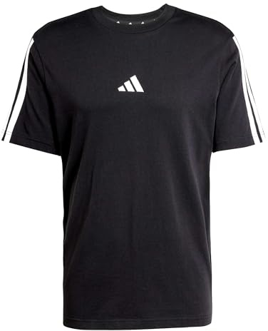 adidas Homme Essentials Three Stripes Single Jersey Shirt, Black/White, XL