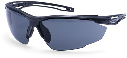 Portwest PS36 Anthracite Safety Glasses Half Frame Protective Eyewear Lightweight Flexible Arms Soft Nose Piece Anti Fog Anti Scratch UV Protection, Smoke, One Size