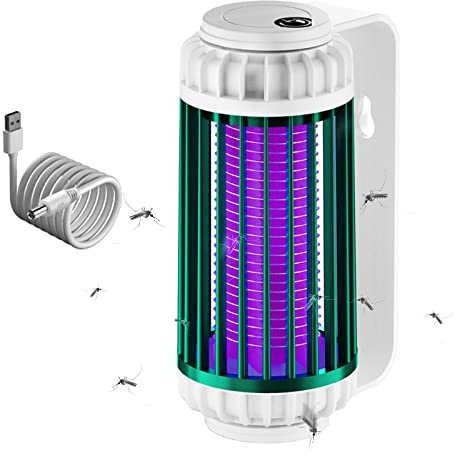 Bseical Anti Mosquitos Electrónico, Antimosquitos USB, Mata Mosquitos Electrico Interior, Lampara Antimosquitos Recargable, Matamoscas Electrico Exterior Portatil UV Luz 50m² (USB sin Batería, Verde)