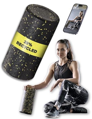 Faszienrolle Schaumstoff mittel-hart I 30x15cm Rückenmassage Rolle mit 25% Recyclinganteil I Rückenrolle I black foam roller