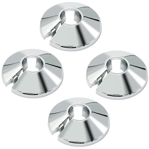 DOETYD 15mm Chrome Radiator Pipe Collar Cover - 4 PCS for Pipes, Silver
