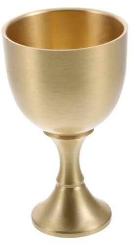 GALPADA Calice Vintage in Ottone Massiccio Per Offerte Spiritose Bicchiere Da Vino Elegante e Pratico Coppa Artigianale Per Cerimonie Religiose e Ambienti Tradizionali