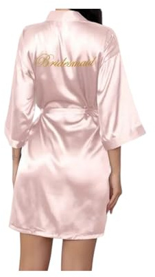 Generisk kimono brud vit | Bridesmaid-rosa | kort rock | möhippa outfit | spa | bastu badrock | möhipporettfest | wellness | bastuklänning