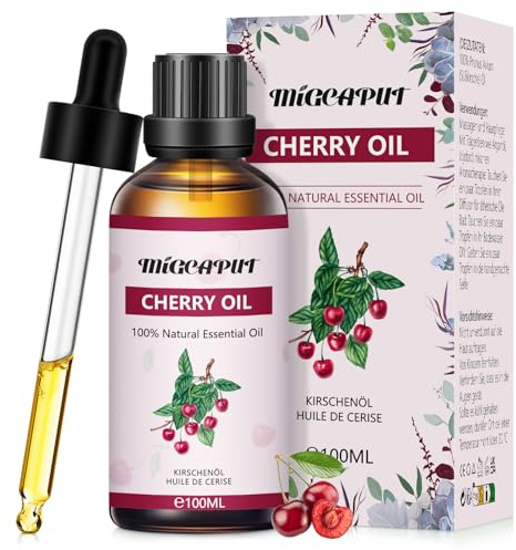 MIGCAPUT Cherry Essential Oil 100ML, 100% Natural Aromatherapy Fragrance Oils, Premium Fruit Fragrance Oil Aromatic Oil for Diffuser, SPA, Massage, Handmade Soap, Handmade Candle Making