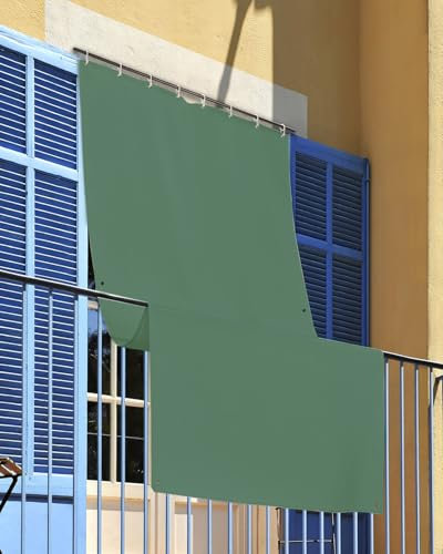 INTRECCI Tenda da Sole per Esterno, Tenda da Sole per Balconi, Impermeabile, a Caduta, 145x250 cm con Occhielli Laterali, Telo Ombreggiante, Riduce Luce e Calore, Migliora la Privacy, Colore Verde