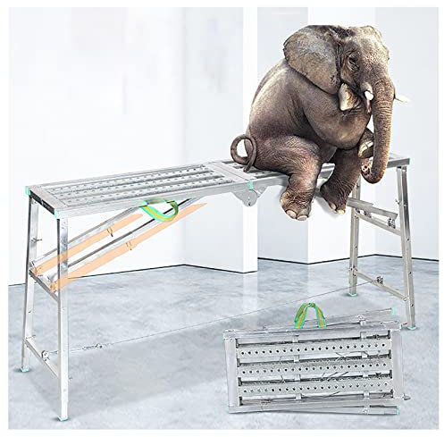 XXLNBJKA Attrezzatura per ponteggi Multiuso, Piattaforma di Lavoro, Torre di ponteggi Pieghevole Portatile, Scala, Sgabello, banco da Lavoro, carico 400 kg, Larghezza: 40 cm, Lunghezza: 140 cm