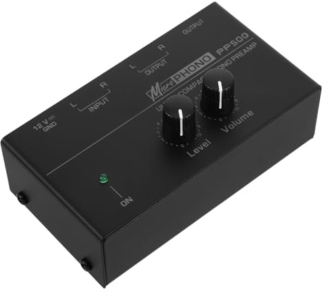 Lurrose Preamplificador de Fonógrafo Metálico Amplificador Doméstico para Tocadiscos Preamplificador de Phono Control de Volumen para Sistemas de Audio Estéreo y Reproductores de Vinilo