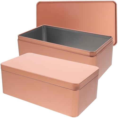 BESTYASH Tea Caddy Storage Tin Small Tin Box with Lid Empty Box for Tea Leaves Candy Cookies Nuts Jewellery 7.09 X 3.86 X 2.52 in Set of 2