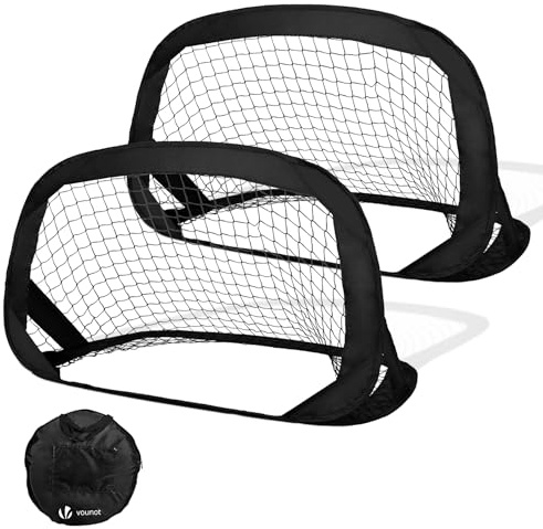 VOUNOT® Set of 2 Pop up Goals for Kids, Football Net for Children, Foldable Mini Soccer Target Net, Football Training Equipment, Indoor & Outdoor