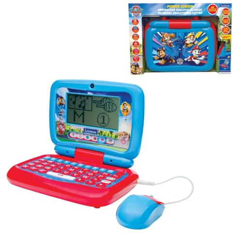 Lexibook, La Paw Patrol - Computer portatile educativo bilingue francese/inglese, 40 attività, sillabico e giocoso, 3 Storie animate, tastiera e mouse realistici, JC398PAi1LXB