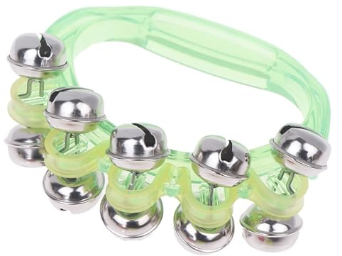 10 Stück doppelreihige Metall-Schellen, handliche Halbmond-Tamburine, Musikinstrument for Glockenspielzeug FüR Party Schule(Green)