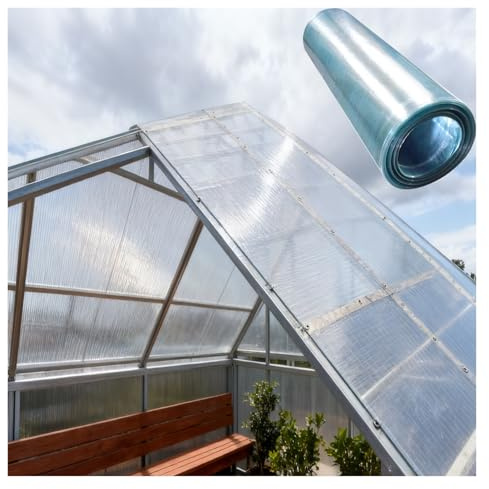 Regenfeste Isolierfolie Transparente Folie, Glasfaserplatten Regenschutz Wellplatten Trapezbleche für Gewächshaus, Garten, Dachplatten Ersetzen(1.2x10m/3.94x32.8ft)