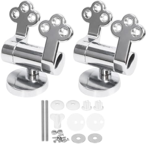Gettimore Paire de charnières d'abattant de WC à fermeture amortie en alliage de zinc pour remplacement du couvercle de WC, compatibles avec sièges en bois, résine et carton, fixations incluses pour
