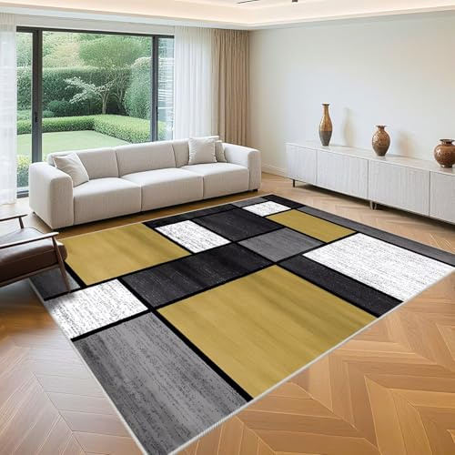 QGYFRE Pavimenti Tappetti tappeto per camera 50x80cm Giallo Grigio modello geometrico moderno soggiorno ragazzo da letto Guida Corridoio